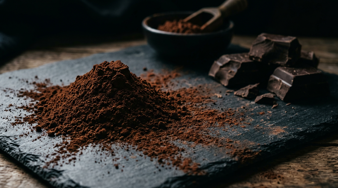 Dark cocoa powder with deep rich colour